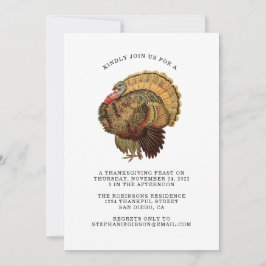 Thanksgiving Vintage Turkiet Dag middag Inbjudningar