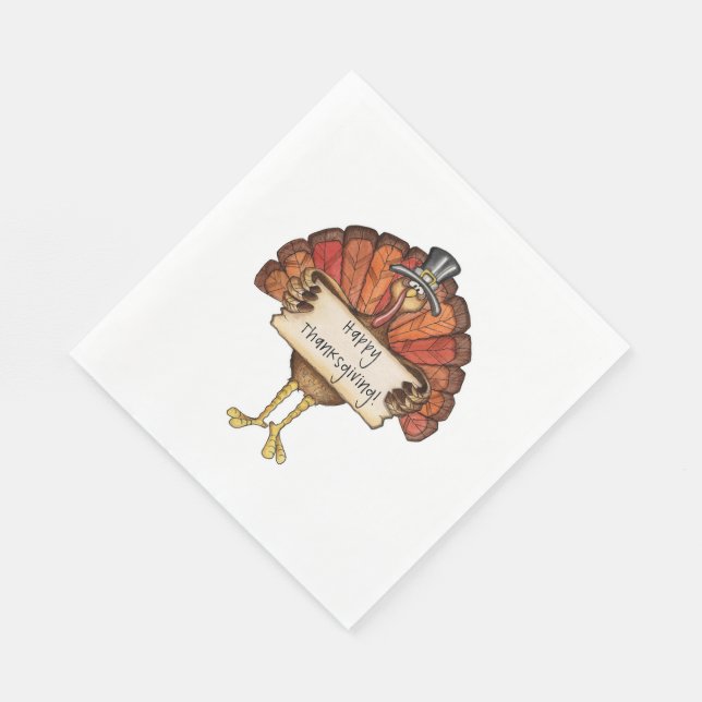 Thanksgiving/vit standard Luncheon Napkin/Turkiet Pappersservett (Hörn)