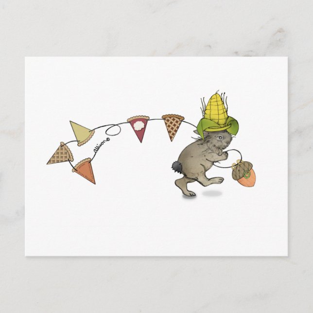 Thanksgiving - vykort för kanin (Framsida)