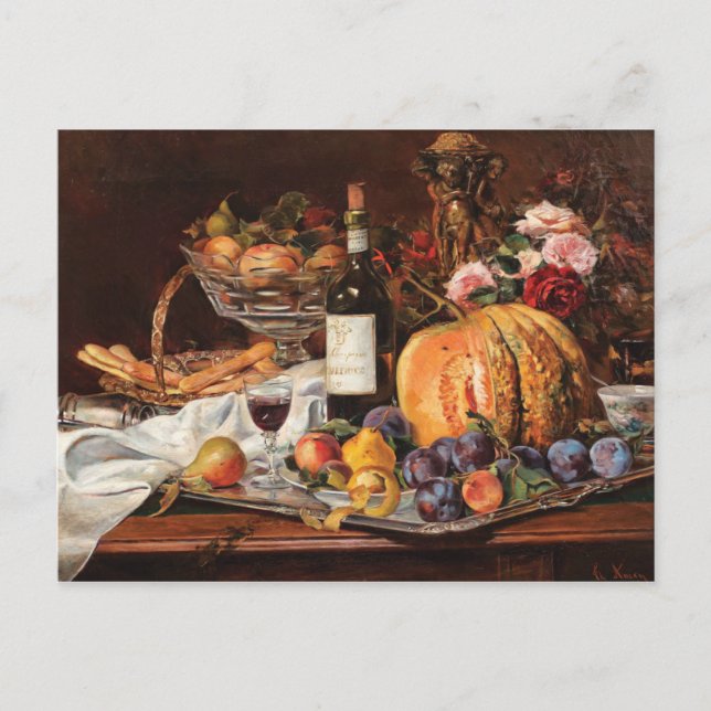 Thanksgiving vykort med frukt och Vin (Framsida)