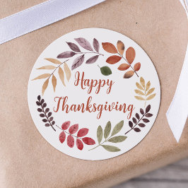Thanksgiving Watercolor Höst löv Runt Klistermärke