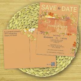 Thanksgiving Watercolor Rustic Grey & Löv Vykort