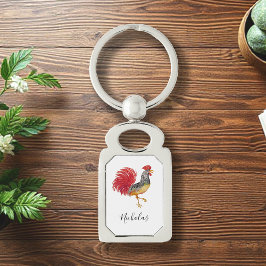 Thanksgiving Watercolor Tupp Personlig Rektangulärt Silverfärgad Nyckelring
