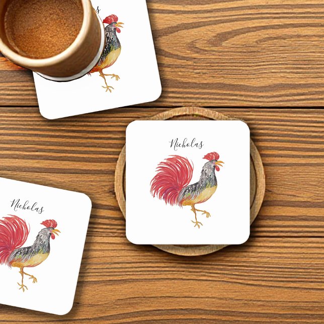 Thanksgiving Watercolor Tupp Personlig Underlägg Papper Kvadrat (Skapare uppladdad)