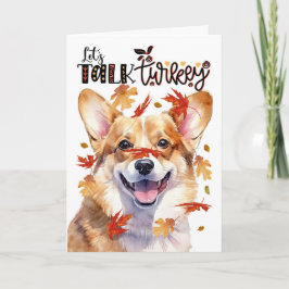 Thanksgiving Welsh Corgi Hund Lets Prata med Turki Helgkort