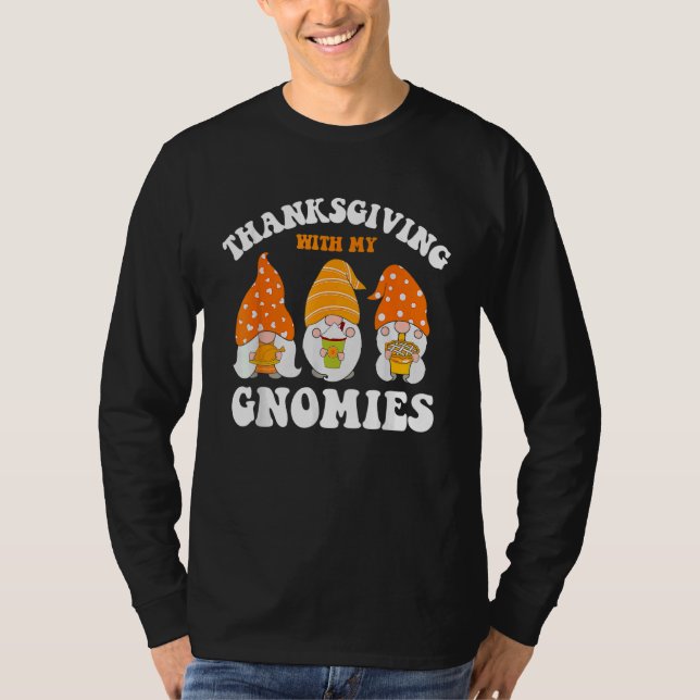 Thanksgiving Whit My Gnomies Cute Fall Gnomes Boy  T Shirt (Framsida)