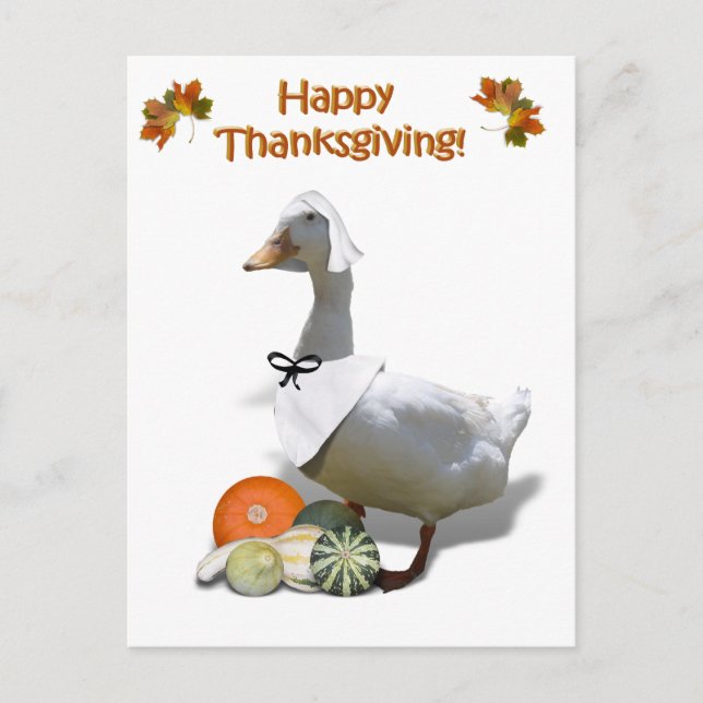 Thanksgiving White Anka Pilgrim Girl Helg Vykort (Framsida)