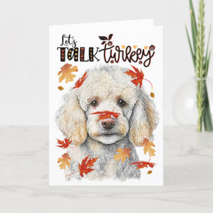 Thanksgiving White Pudel Hund Lets tala Turkiet Helgkort