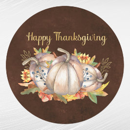 Thanksgiving White Pumpkins Blommigt Runt Klistermärke