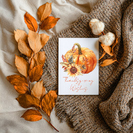 Thanksgiving Wishes Pumpkin & Sunflower Card Kort