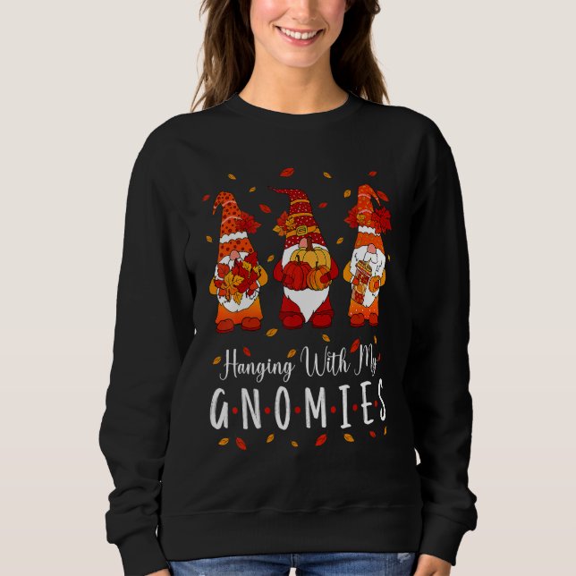 Thanksgiving With My Gnomies Fall  Autumn Gnome T Shirt (Framsida)