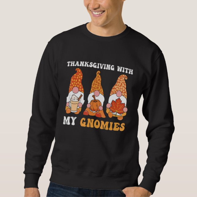 Thanksgiving With My Gnomies Family Matching Turke Lång Ärmad Tröja (Framsida)