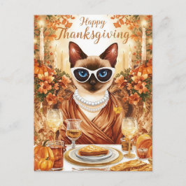 Thanksgiving with pumpkin and flower for cat lover helg vykort