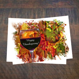 Thanksgiving with Wine Fall Vineyard Fun Helgkort