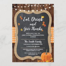 Thanksgiving Wood Ge Tack, Rustic Ljus Inbjudan