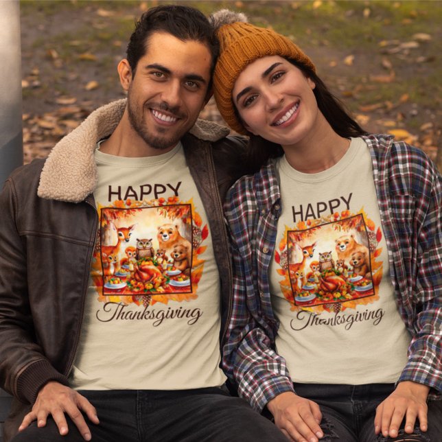 Thanksgiving Woodland Animals Höst löv T Shirt (Skapare uppladdad)