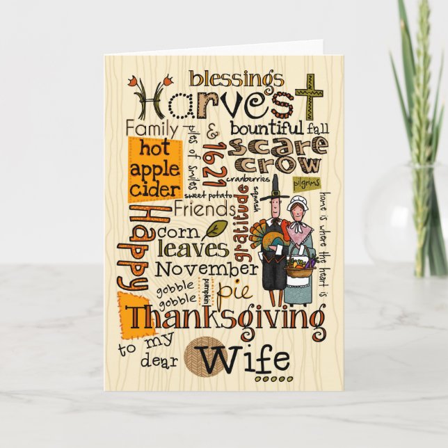 Thanksgiving Wordcloud - fru Helgkort (Framsida)