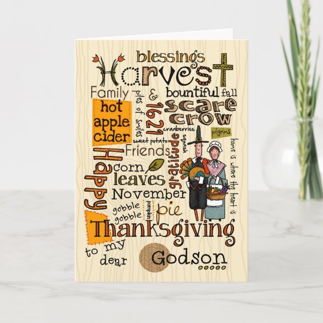 Thanksgiving Wordcloud - Godson Helgkort (Framsida)