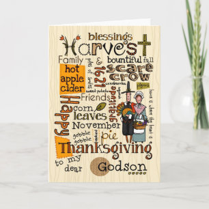 Thanksgiving Wordcloud - Godson Helgkort