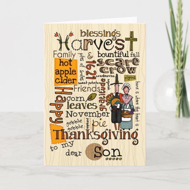 Thanksgiving Wordcloud - Son Helgkort (Framsida)