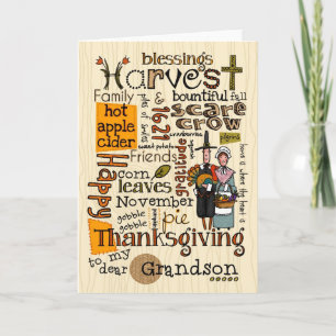 Thanksgiving WordMoln - Grandson Helgkort
