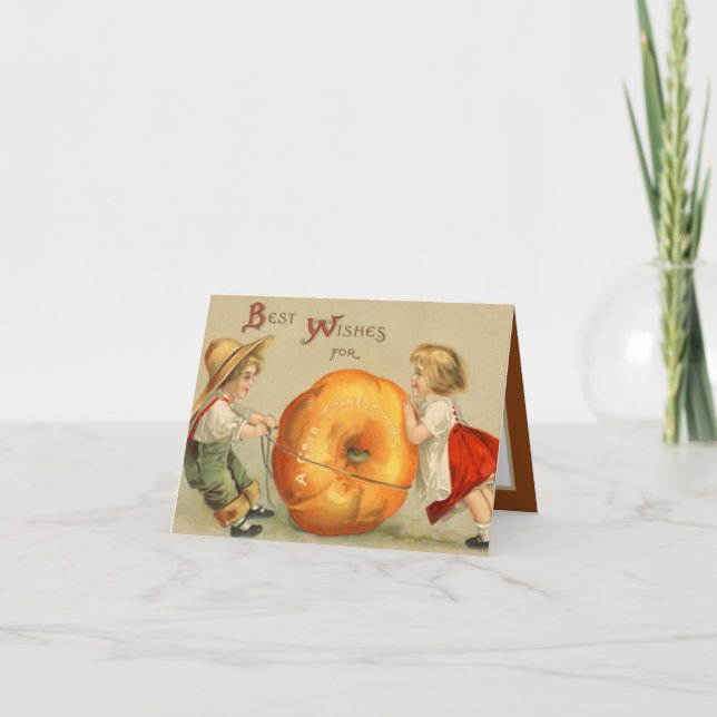 Thanksgivingar för vintage lägger till  helgkort (Framsida)