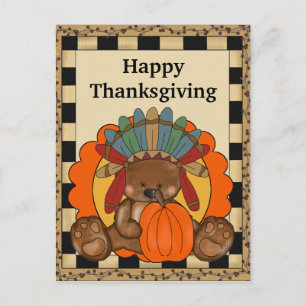 Thanksgivingbjörnen Julhälsningar vykortet Helg Vykort