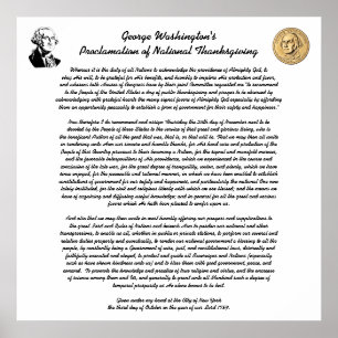 Thanksgivingdagkungörelse av George Washington Poster