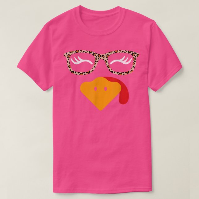 Thanksgivingen Ansikte Eyelashe Leopard Glasses T Shirt (Design framsida)