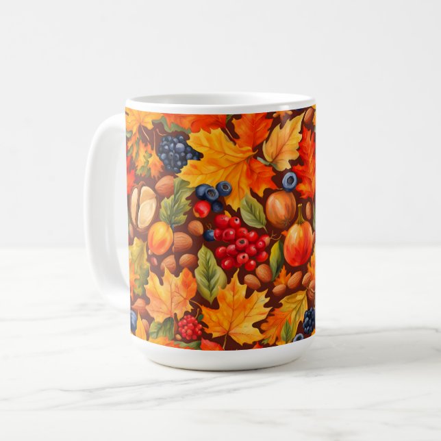 Thanksgivingen Autumn Forest Harvest Kaffemugg (Framsida vänster)