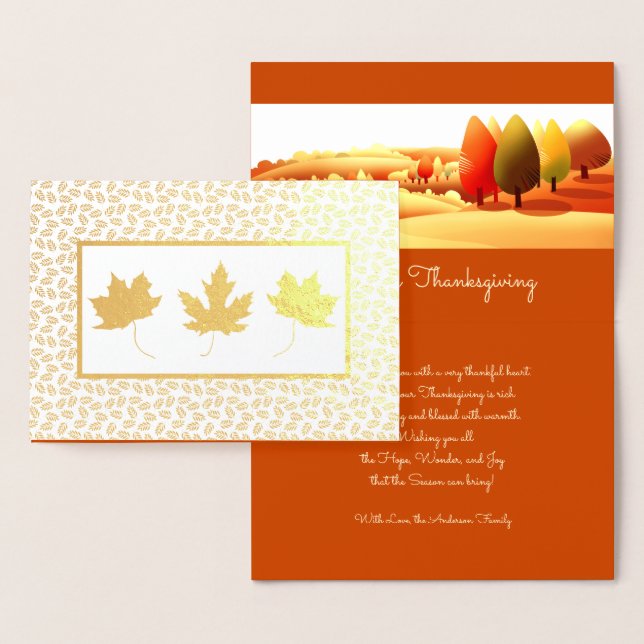 Thanksgivingen Autumn Ligcape Luxury Real Folierat Kort (Display)