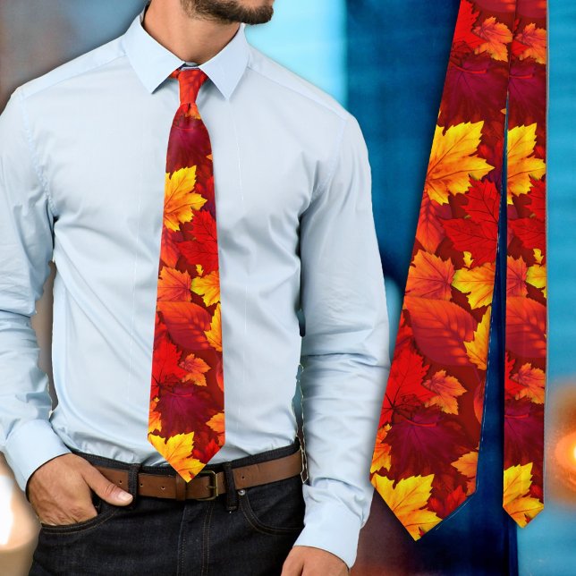 Thanksgivingen Autumn Red Löv Neck Tie Slips (Skapare uppladdad)
