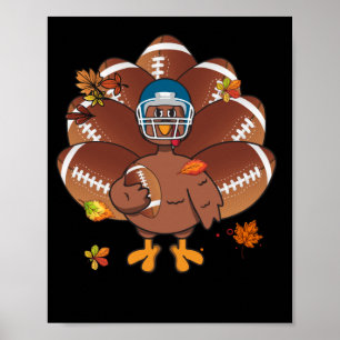 Thanksgivingen baby Turkiet och Bollar i fotboll Poster
