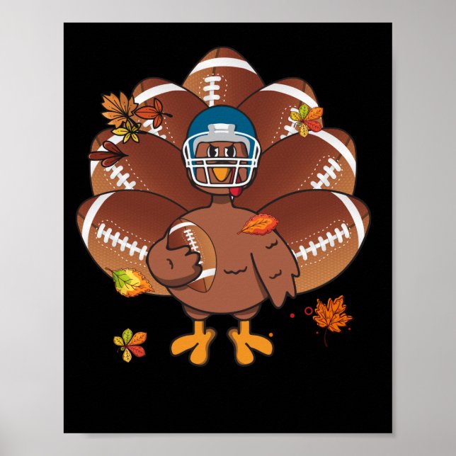 Thanksgivingen baby Turkiet och Bollar i fotboll Poster (Framsidan)