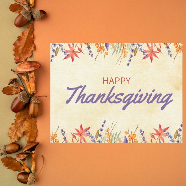 Thanksgivingen blommigt vattenfärg vykort (Skapare uppladdad)