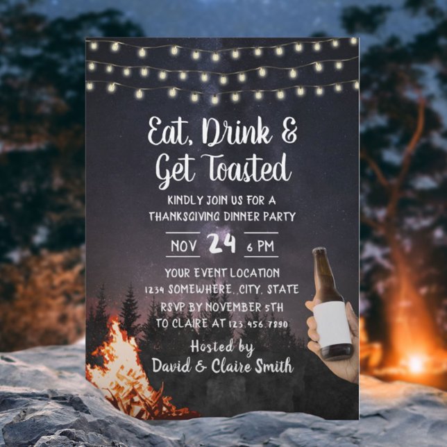 Thanksgivingen Bonfire & Beer Forest Inbjudningar (Skapare uppladdad)