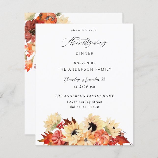 Thanksgivingen Budget Pumpkin & Solros (Fram/baksida)