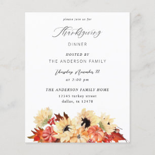 Thanksgivingen Budget Pumpkin & Solros Flygblad