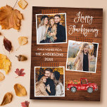 Thanksgivingen Calligraphy Play Craft Tape Lastbil Helg Vykort<br><div class="desc">Modern Roligt Calligraphy Script Happy thanksgiving 3 Photo Collage Helgdag Postcard innehåller Orange Play Craft Tape och Watercolor Vintage Red Lastbil med Pumpkins. Rustic Land Wood.</div>
