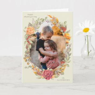 Thanksgivingen Cream Autumnal Blommigts Photo Kort
