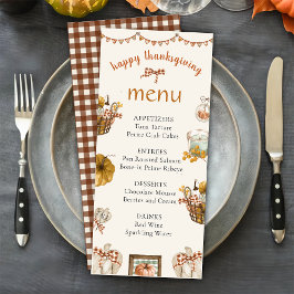 Thanksgivingen Dinner Menu för Rustic Fall Pumpkin Meny