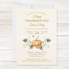Thanksgivingen elegant Vattenfärgspumpor och Bes Inbjudningar