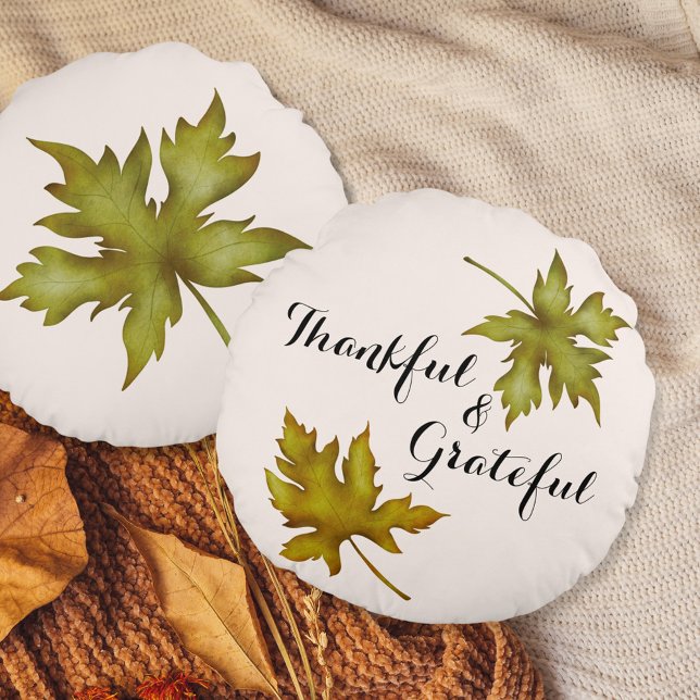 Thanksgivingen Fall Autumn Foliage Friendsgiving Rund Kudde (Skapare uppladdad)