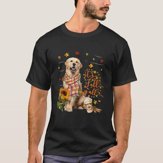 Thanksgivingen Fall Y All Golden Retriever Hund T Shirt (Framsida)