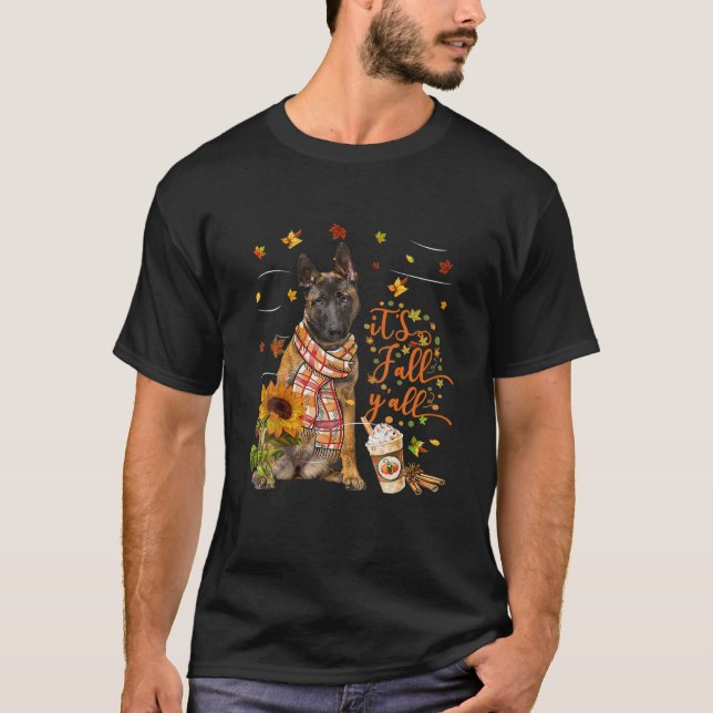 Thanksgivingen Fall Y All Malinois Hund T Shirt (Framsida)