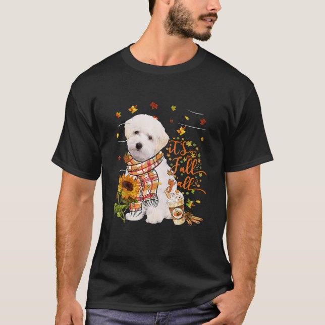 Thanksgivingen Fall Y All Maltipoo Hund T Shirt (Framsida)