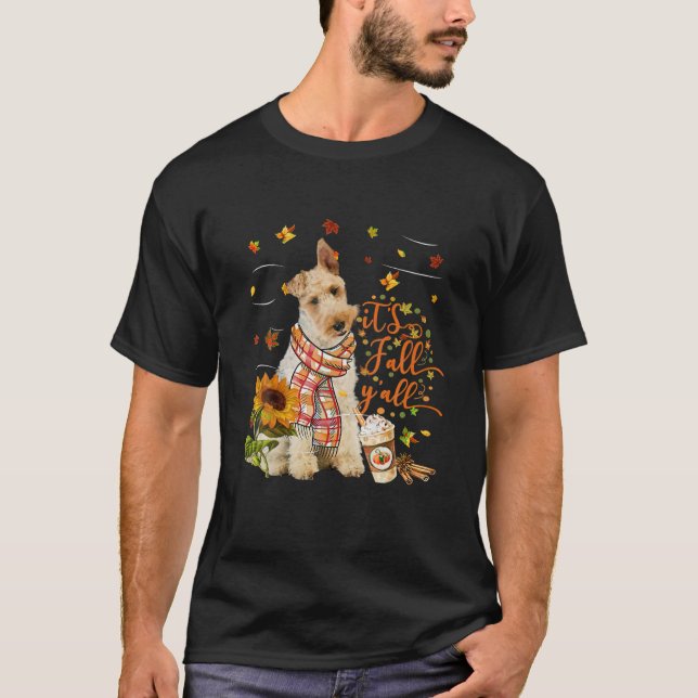 Thanksgivingen Fall Y All Wire Fox Terrier Hund T Shirt (Framsida)