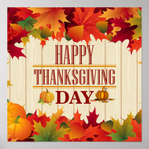 THANKSGIVINGEN FÄRGFLÖDESMAPLE LÖV POSTER
