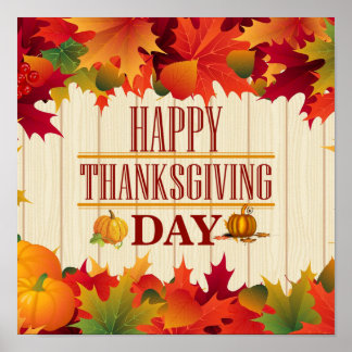 THANKSGIVINGEN FÄRGFLÖDESMAPLE LÖV POSTER