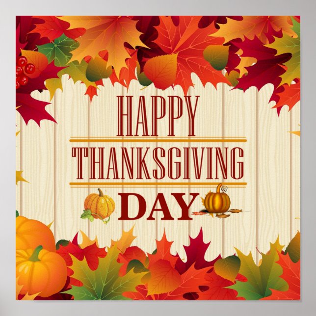 THANKSGIVINGEN FÄRGFLÖDESMAPLE LÖV POSTER (Framsidan)